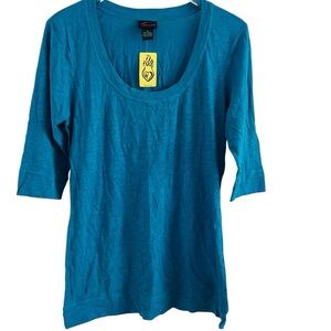 Torrid Seaport Teal 3/4 Sleeve Shirt